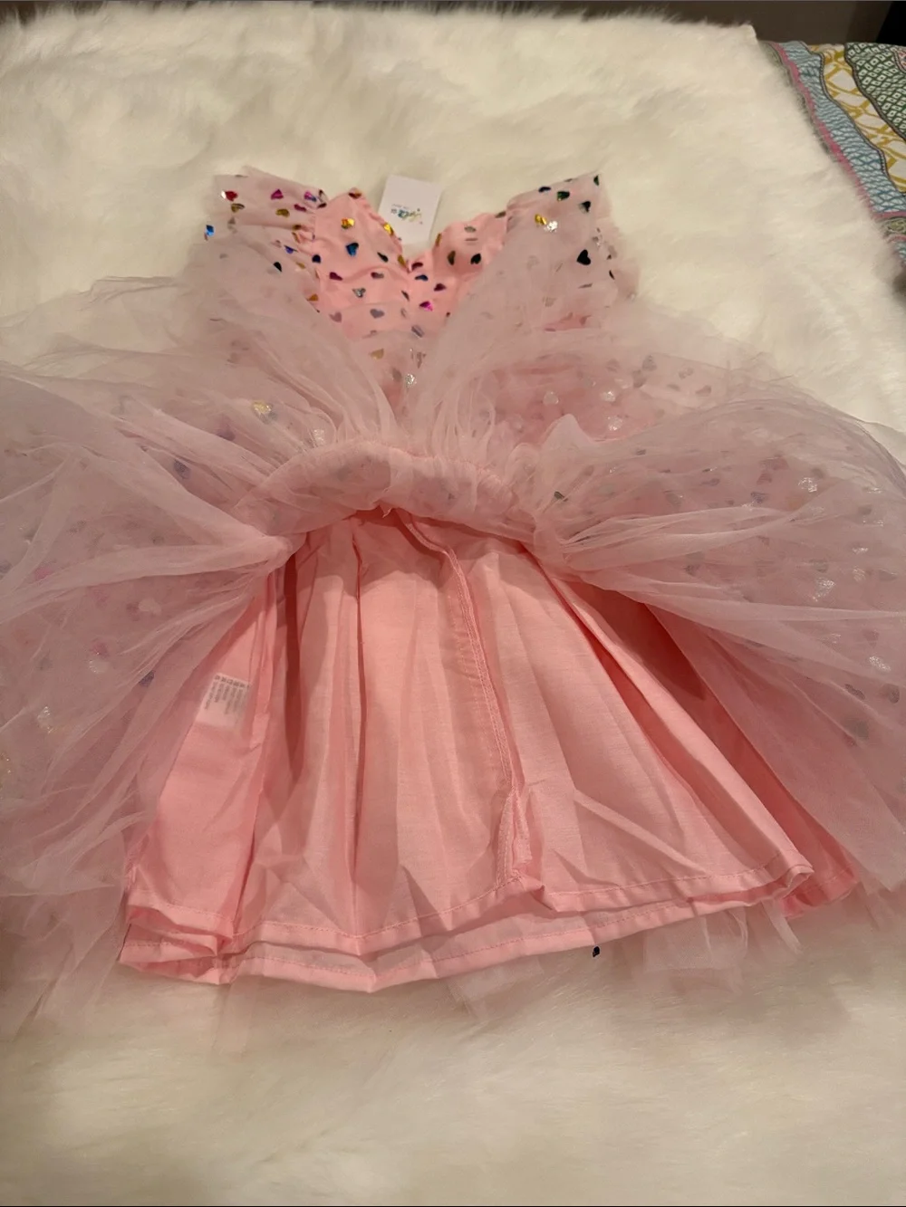 NWT! Lola + The Boys Pink Heart Confetti Dress. Size 8
